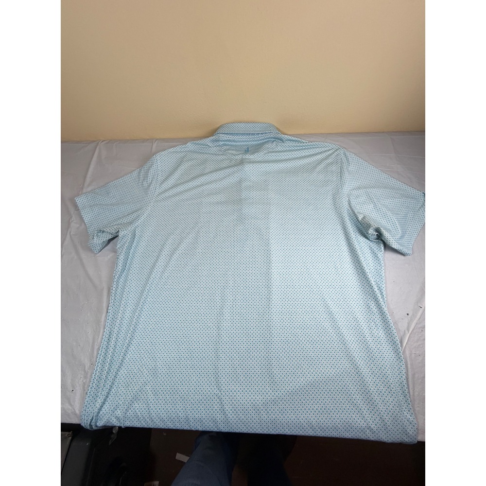 Johnnie-O Mens XL Blue Geometric Performance Golf Polo Shirt The 1906 SS - Picture 2 of 9